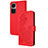 Funda de Cuero Cartera con Soporte Flores Carcasa Y01X para Oppo Reno10 5G Rojo