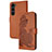 Funda de Cuero Cartera con Soporte Flores Carcasa Y01X para Samsung Galaxy S22 5G Marron