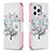 Funda de Cuero Cartera con Soporte Flores Carcasa Z02 para Apple iPhone 14 Pro Max Multicolor