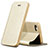 Funda de Cuero Cartera con Soporte L01 para Apple iPhone 5 Oro