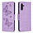 Funda de Cuero Cartera con Soporte Mariposa Carcasa B01F para Samsung Galaxy A04s Purpura Claro