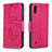 Funda de Cuero Cartera con Soporte Mariposa Carcasa B01F para Samsung Galaxy A10 Rosa Roja