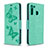 Funda de Cuero Cartera con Soporte Mariposa Carcasa B01F para Samsung Galaxy A21 Verde