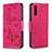 Funda de Cuero Cartera con Soporte Mariposa Carcasa B01F para Samsung Galaxy A50 Rosa Roja