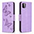 Funda de Cuero Cartera con Soporte Mariposa Carcasa B01F para Samsung Galaxy F42 5G Purpura Claro