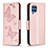 Funda de Cuero Cartera con Soporte Mariposa Carcasa B01F para Samsung Galaxy M32 4G Oro Rosa