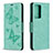 Funda de Cuero Cartera con Soporte Mariposa Carcasa B01F para Samsung Galaxy Note 20 Ultra 5G Verde