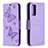 Funda de Cuero Cartera con Soporte Mariposa Carcasa B01F para Samsung Galaxy S20 Lite 5G Purpura Claro