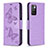 Funda de Cuero Cartera con Soporte Mariposa Carcasa B01F para Xiaomi Redmi 10 (2022) Purpura Claro