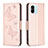 Funda de Cuero Cartera con Soporte Mariposa Carcasa B01F para Xiaomi Redmi A2 Oro Rosa