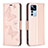 Funda de Cuero Cartera con Soporte Mariposa Carcasa B01F para Xiaomi Redmi K50 Ultra 5G Oro Rosa