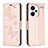 Funda de Cuero Cartera con Soporte Mariposa Carcasa B01F para Xiaomi Redmi Note 13 Pro+ Plus 5G Oro Rosa