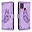 Funda de Cuero Cartera con Soporte Mariposa Carcasa B02F para Samsung Galaxy A21s Purpura Claro