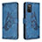 Funda de Cuero Cartera con Soporte Mariposa Carcasa B02F para Samsung Galaxy F02S SM-E025F Azul