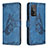 Funda de Cuero Cartera con Soporte Mariposa Carcasa B02F para Xiaomi Mi 10T 5G Azul