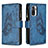 Funda de Cuero Cartera con Soporte Mariposa Carcasa B02F para Xiaomi Poco M5S Azul