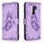Funda de Cuero Cartera con Soporte Mariposa Carcasa B02F para Xiaomi Redmi 9 Purpura Claro