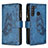 Funda de Cuero Cartera con Soporte Mariposa Carcasa B03F para Samsung Galaxy A21 Azul