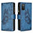 Funda de Cuero Cartera con Soporte Mariposa Carcasa B03F para Samsung Galaxy F02S SM-E025F Azul