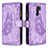 Funda de Cuero Cartera con Soporte Mariposa Carcasa B03F para Xiaomi Redmi 9 Prime India Purpura Claro