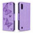 Funda de Cuero Cartera con Soporte Mariposa Carcasa B13F para Samsung Galaxy A01 SM-A015 Purpura Claro