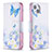 Funda de Cuero Cartera con Soporte Mariposa Carcasa L01 para Apple iPhone 13 Mini Azul