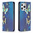 Funda de Cuero Cartera con Soporte Mariposa Carcasa L01 para Apple iPhone 14 Pro Max Azul