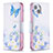 Funda de Cuero Cartera con Soporte Mariposa Carcasa L01 para Apple iPhone 15 Azul