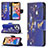 Funda de Cuero Cartera con Soporte Mariposa Carcasa L07 para Apple iPhone 13 Pro Max Azul Real