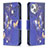 Funda de Cuero Cartera con Soporte Mariposa Carcasa L07 para Apple iPhone 14 Plus Azul Real