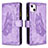 Funda de Cuero Cartera con Soporte Mariposa Carcasa L08 para Apple iPhone 13 Morado