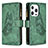 Funda de Cuero Cartera con Soporte Mariposa Carcasa L08 para Apple iPhone 13 Pro Verde