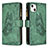 Funda de Cuero Cartera con Soporte Mariposa Carcasa L08 para Apple iPhone 13 Verde