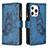 Funda de Cuero Cartera con Soporte Mariposa Carcasa L08 para Apple iPhone 14 Pro Max Azul