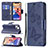 Funda de Cuero Cartera con Soporte Mariposa Carcasa L09 para Apple iPhone 13 Mini Azul