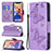 Funda de Cuero Cartera con Soporte Mariposa Carcasa L09 para Apple iPhone 13 Mini Morado