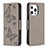 Funda de Cuero Cartera con Soporte Mariposa Carcasa L09 para Apple iPhone 13 Pro Max Gris Oscuro