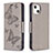 Funda de Cuero Cartera con Soporte Mariposa Carcasa L09 para Apple iPhone 14 Plus Gris