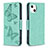 Funda de Cuero Cartera con Soporte Mariposa Carcasa L09 para Apple iPhone 14 Verde