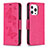 Funda de Cuero Cartera con Soporte Mariposa Carcasa L09 para Apple iPhone 15 Pro Max Rosa Roja