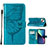 Funda de Cuero Cartera con Soporte Mariposa Carcasa L10 para Apple iPhone 13 Mini Azul