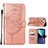 Funda de Cuero Cartera con Soporte Mariposa Carcasa L10 para Apple iPhone 13 Mini Oro Rosa