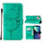 Funda de Cuero Cartera con Soporte Mariposa Carcasa L10 para Apple iPhone 13 Mini Verde