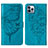 Funda de Cuero Cartera con Soporte Mariposa Carcasa L10 para Apple iPhone 13 Pro Max Azul