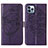 Funda de Cuero Cartera con Soporte Mariposa Carcasa L10 para Apple iPhone 13 Pro Max Morado