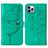 Funda de Cuero Cartera con Soporte Mariposa Carcasa L10 para Apple iPhone 14 Pro Max Verde