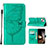 Funda de Cuero Cartera con Soporte Mariposa Carcasa L10 para Apple iPhone 15 Plus Verde