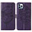 Funda de Cuero Cartera con Soporte Mariposa Carcasa L10 para Apple iPhone 15 Pro Max Morado