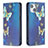 Funda de Cuero Cartera con Soporte Mariposa Carcasa para Apple iPhone 14 Plus Azul