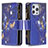 Funda de Cuero Cartera con Soporte Mariposa Carcasa para Apple iPhone 14 Pro Azul Real